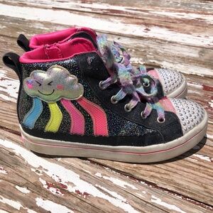 Skechers Twinkle Toes High Top Sneakers Girls Cloud Rainbow Light Up Sparkle 2